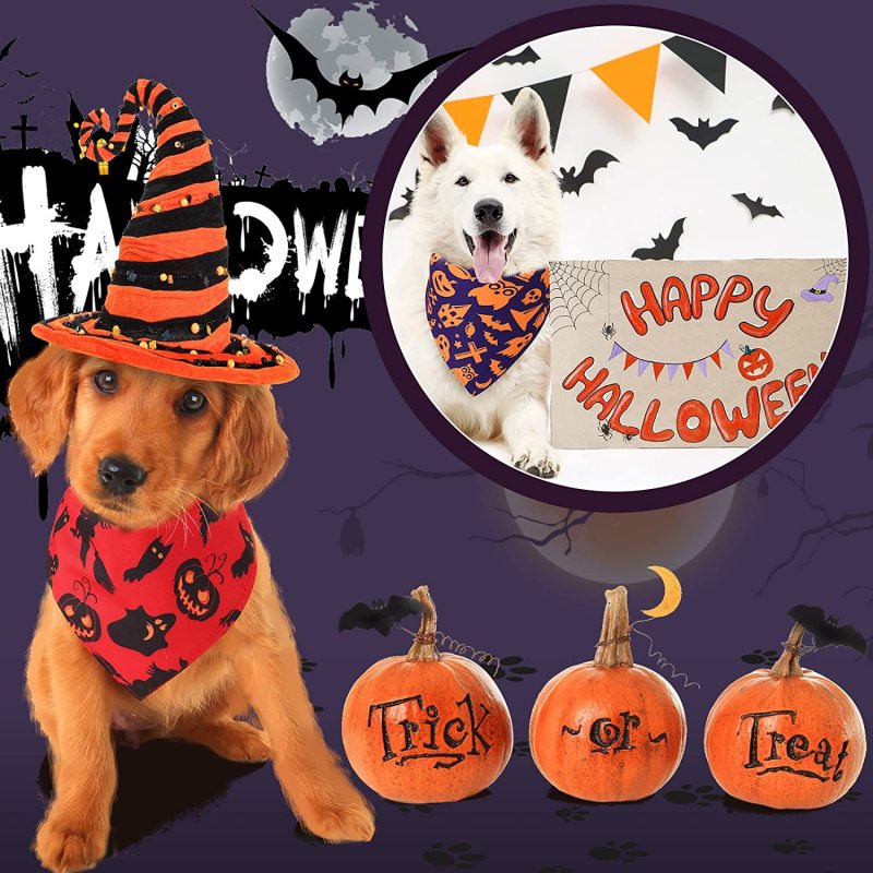 Dog Bandanas Halloween for Pet Scarf Halloween Accessories for Large Medium Small Puppy