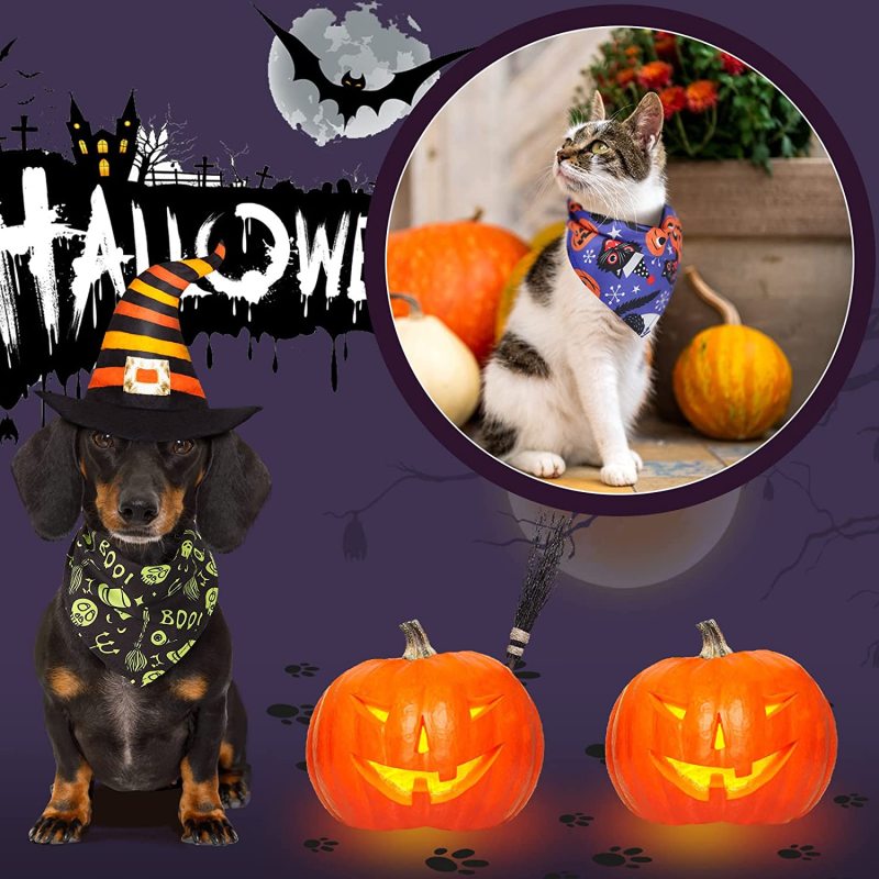 Dog Bandanas Halloween for Pet Scarf Halloween Accessories for Large Medium Small Puppy
