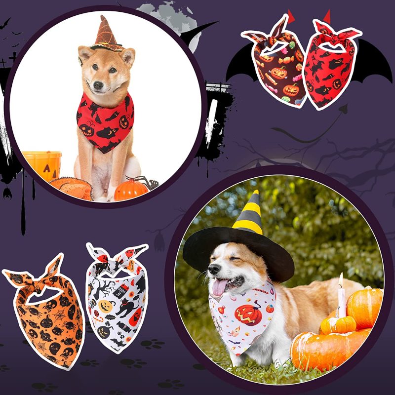 Dog Bandanas Halloween for Pet Scarf Halloween Accessories for Large Medium Small Puppy