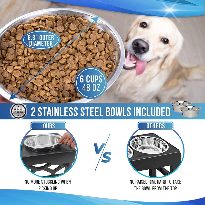 Adjustable Tall Raised Elevated Dog Bowls Holder For Dog Feeding Station