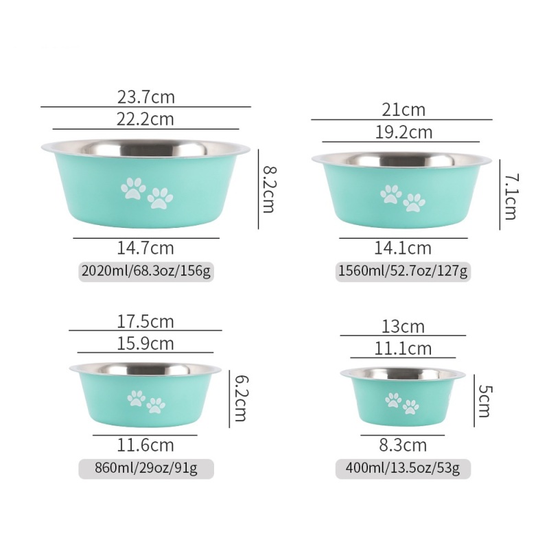 Non Slip Dogs Feeding Bowls Pet Food Feeding Bowl Stainless Steel Anti Slip Dog Cat Bowl