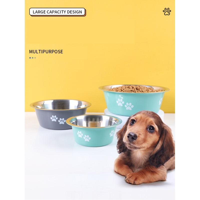 Non Slip Dogs Feeding Bowls Pet Food Feeding Bowl Stainless Steel Anti Slip Dog Cat Bowl