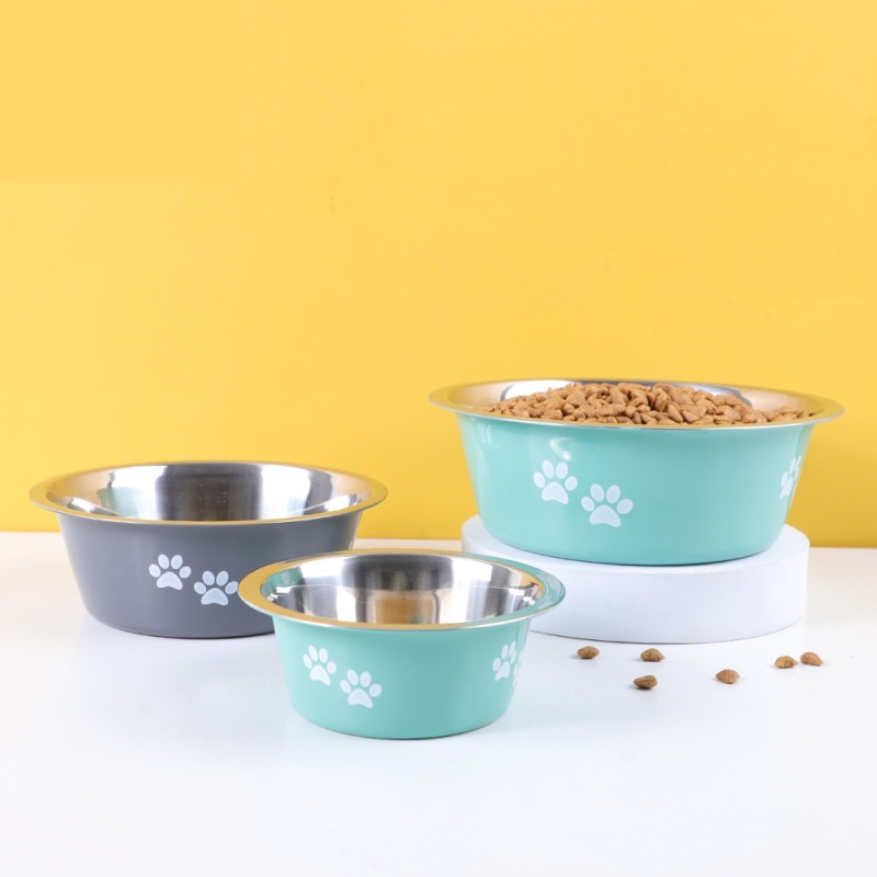 Non Slip Dogs Feeding Bowls Pet Food Feeding Bowl Stainless Steel Anti Slip Dog Cat Bowl