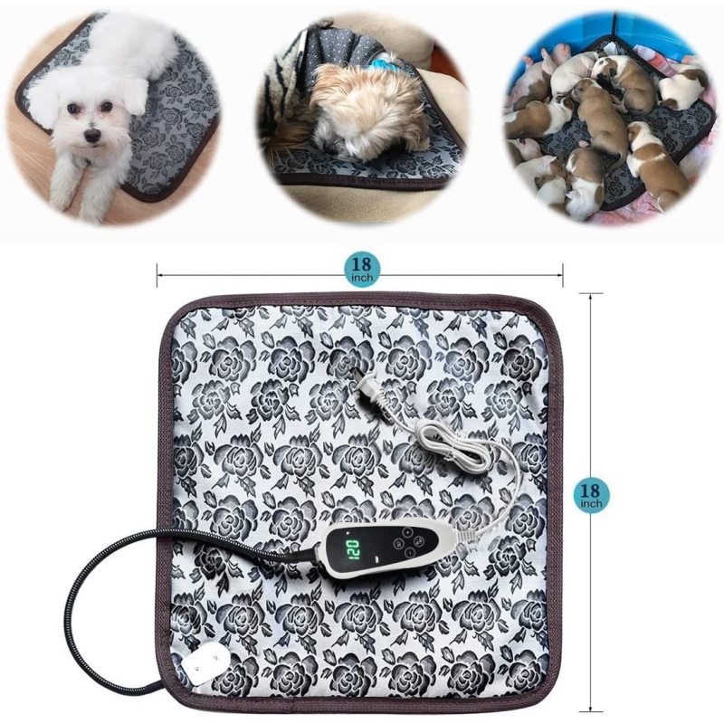Pet Heating Pad Cat Waterproof, with Smart Thermostat Switch, Adjustable Dog Heating pad , with Chew resistant