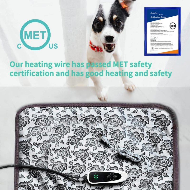 Pet Heating Pad Cat Waterproof, with Smart Thermostat Switch, Adjustable Dog Heating pad , with Chew resistant