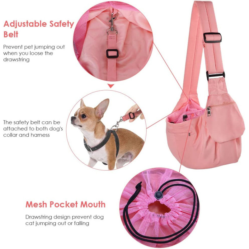 Safety Belt  Zipper Pet Sling Carrier Adjustable Padded Shoulder Strap