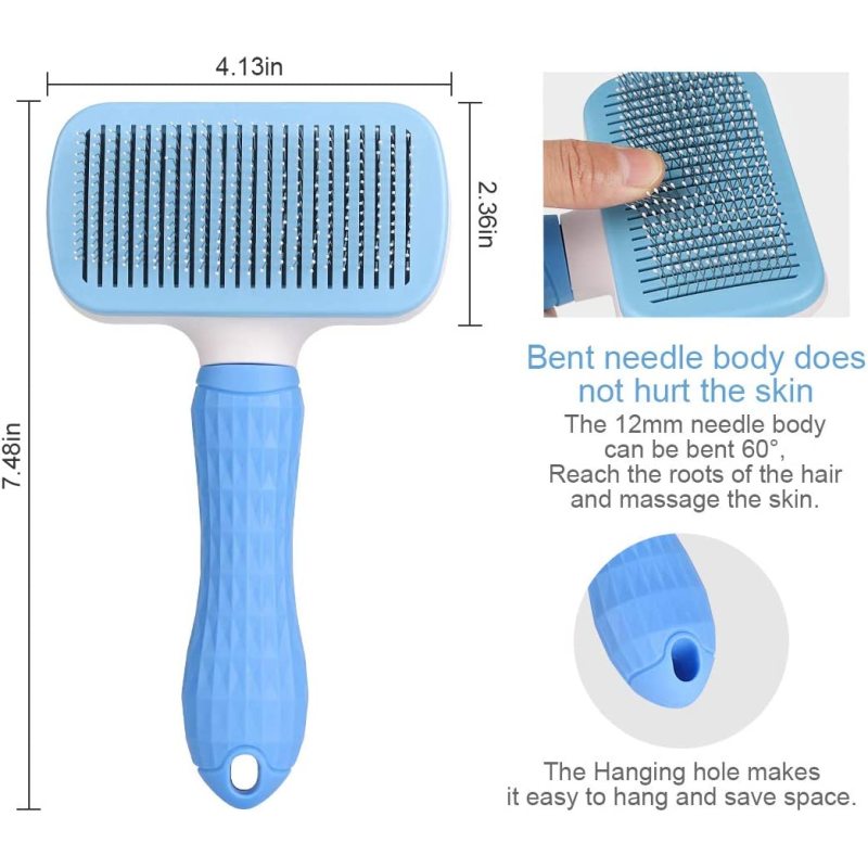 Removes Loose Hair Cleaning Slicker Brush with Massage Particles