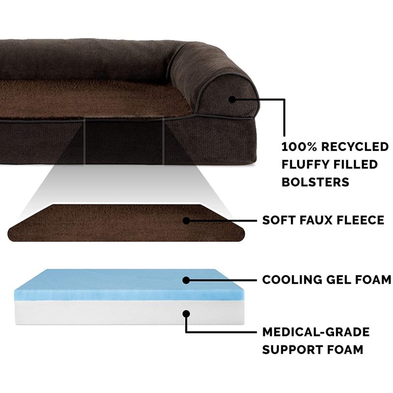 Cooling Gel Memory Foam Pet Bed for Dogs and Cats Sofa Style Couch Indoor Dog Bed with Removable Washable Cover