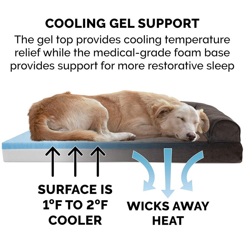 Cooling Gel Memory Foam Pet Bed for Dogs and Cats Sofa Style Couch Indoor Dog Bed with Removable Washable Cover