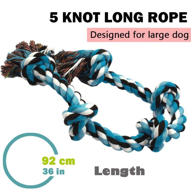 Dog Rope Toys for Aggressive Chewers Tough Rope Chew Toys for Large and Medium Dog 3 Feet 5 Knots Indestructible Cotton Rope