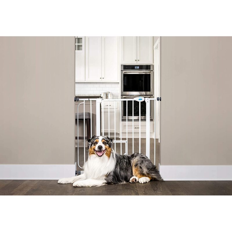 Extra Wide Walk Through Pet Gate with Small Pet Door Pet Gate Pressure Mount Kit and Wall Mount Kit