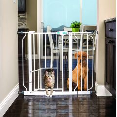 Extra Wide Walk Through Pet Gate with Small Pet Door Pet Gate Pressure Mount Kit and Wall Mount Kit