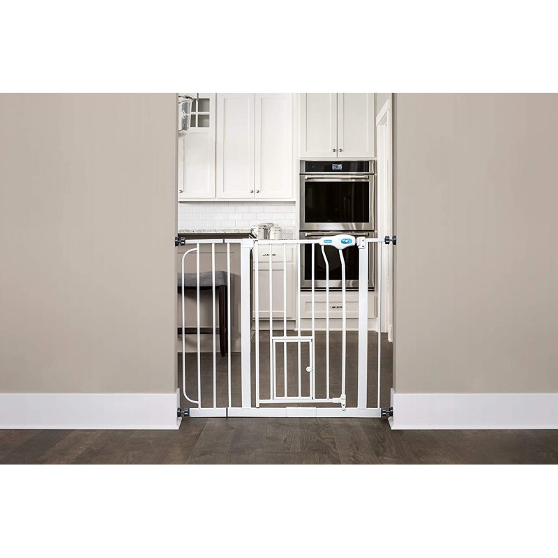 Extra Wide Walk Through Pet Gate with Small Pet Door Pet Gate Pressure Mount Kit and Wall Mount Kit