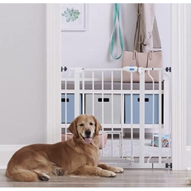 Extra Wide Walk Through Pet Gate with Small Pet Door Pet Gate Pressure Mount Kit and Wall Mount Kit