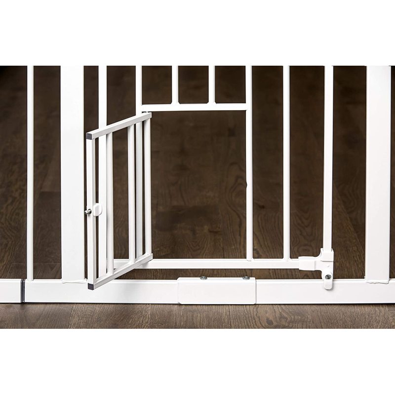 Extra Wide Walk Through Pet Gate with Small Pet Door Pet Gate Pressure Mount Kit and Wall Mount Kit