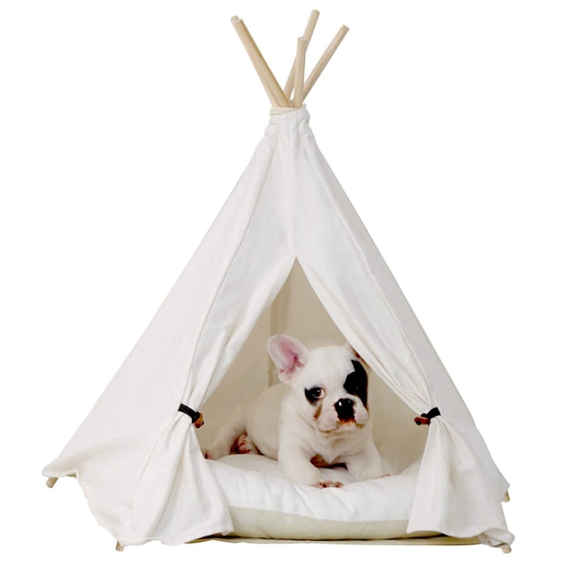 Foldable Indoor Cat Dog Teepee Bed House Pet Cave Condo Portable Burrow Nest Washable Hideaway Dog Cat Tent with Cushion