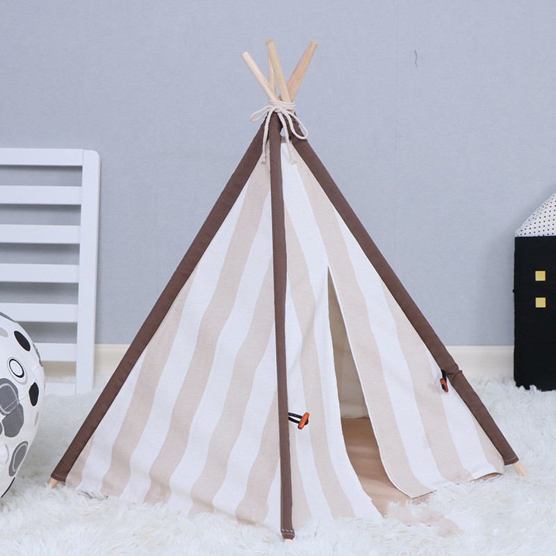 Foldable Indoor Cat Dog Teepee Bed House Pet Cave Condo Portable Burrow Nest Washable Hideaway Dog Cat Tent with Cushion
