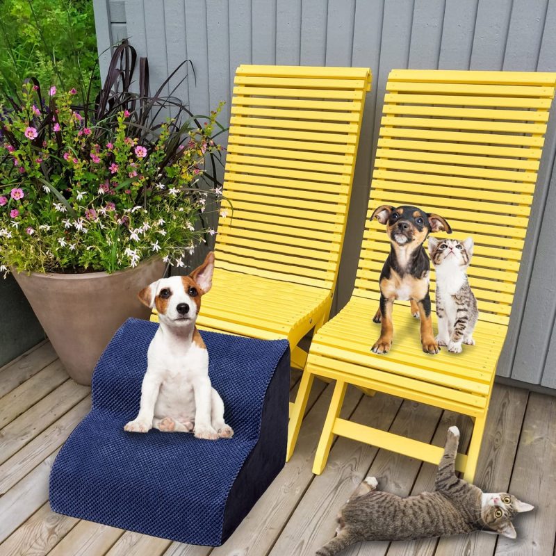 High Density Foam Pet Stairs 2 Tiers with Corduroy Cover