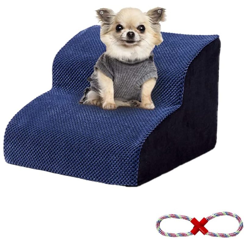 High Density Foam Pet Stairs 2 Tiers with Corduroy Cover