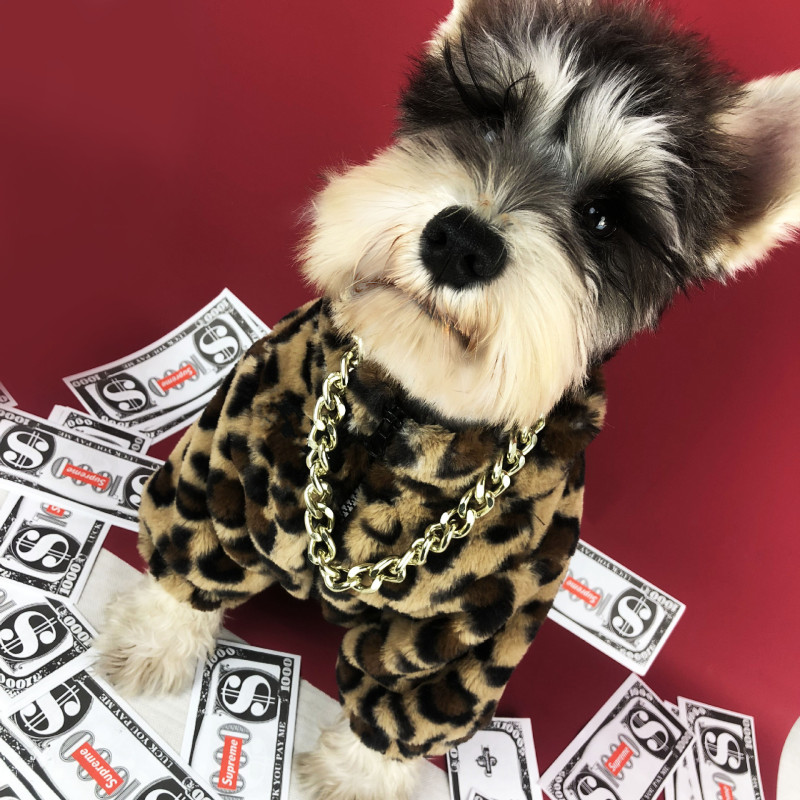 Luxury Dog Leopard Print Faux Fur Coat pet Dog Autumn Winter Clothes Warm Jacket Outdoor pet coat
