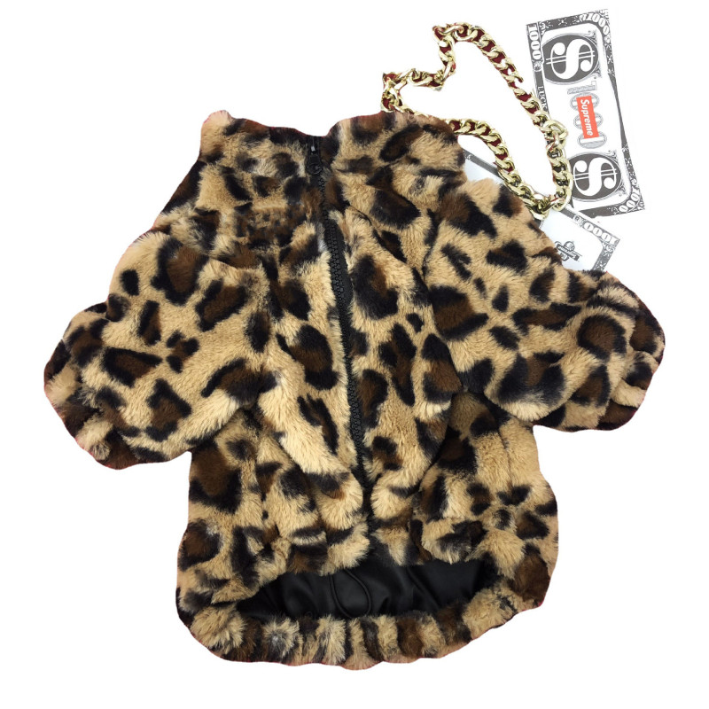 Luxury Dog Leopard Print Faux Fur Coat pet Dog Autumn Winter Clothes Warm Jacket Outdoor pet coat