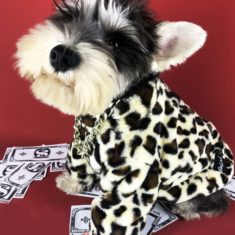 Luxury Dog Leopard Print Faux Fur Coat pet Dog Autumn Winter Clothes Warm Jacket Outdoor pet coat