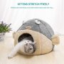 Cat Bed Cave with Removable Washable Cushioned Pillow, Soft Plush Premium Cotton No Deformation Pet Bed, Lively Pufferfish Cat H