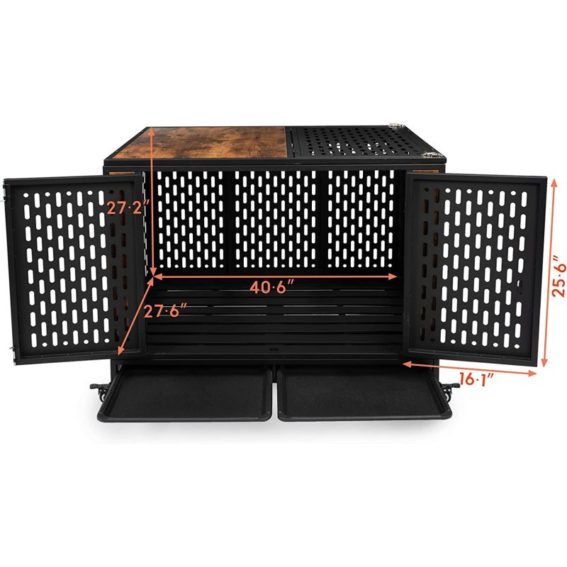Lockable Wheels Dog Crate Furniture Crate Indoor with Removable Tray