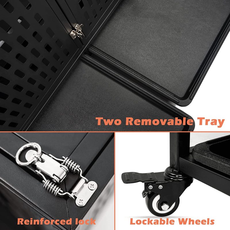 Lockable Wheels Dog Crate Furniture Crate Indoor with Removable Tray