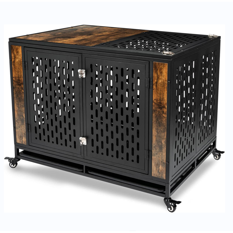 Lockable Wheels Dog Crate Furniture Crate Indoor with Removable Tray