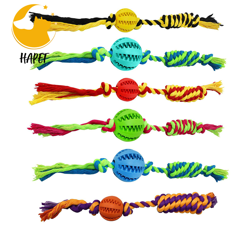Dog Ball with Rope Toy Durable Bite Resistant Launcher Thrower for Playing