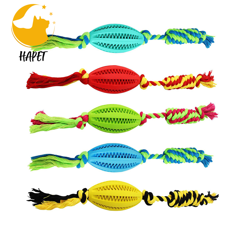 Dog Ball with Rope Toy Durable Bite Resistant Launcher Thrower for Playing