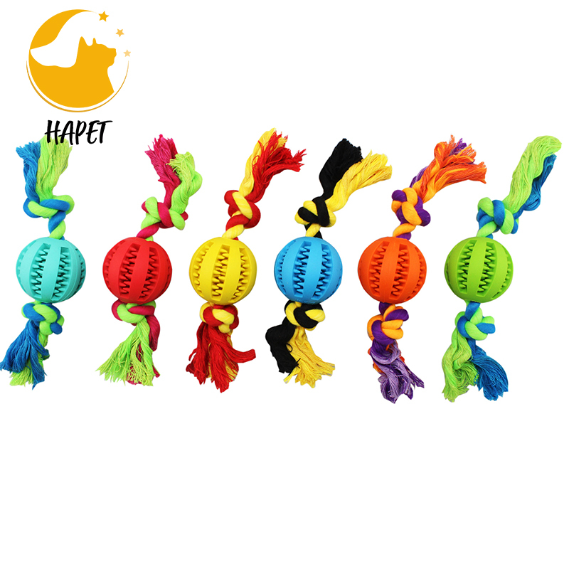 Dog Ball with Rope Toy Durable Bite Resistant Launcher Thrower for Playing