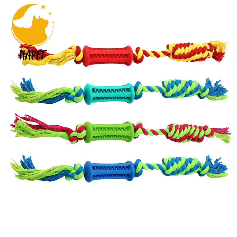 Dog Ball with Rope Toy Durable Bite Resistant Launcher Thrower for Playing