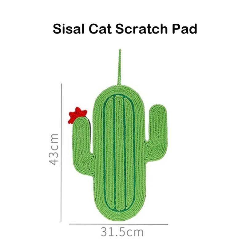 Cardboard Cat Scratcher Sisal Pad Vertical Cat Claw Grinder Durable Chip - Resistant Large Cactus Hanging Wall Cat Toy