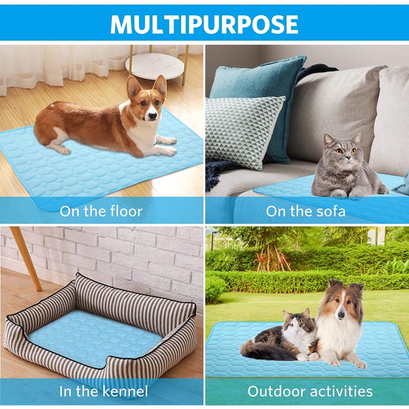 Washable Ice Silk Sleep Mat Cooling Mat Pet Sleeping Kennel Pad Non-Toxic Sleep Bed Mat for Large Dogs Cats Animal