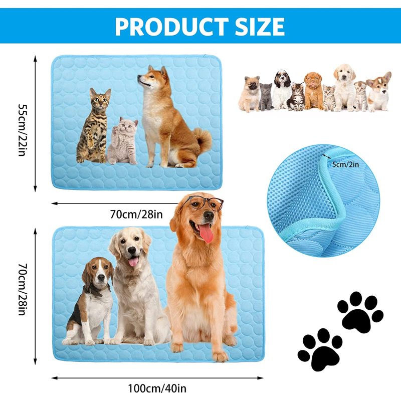 Washable Ice Silk Sleep Mat Cooling Mat Pet Sleeping Kennel Pad Non-Toxic Sleep Bed Mat for Large Dogs Cats Animal