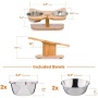Cat Feeder Bowl Stand Wooden Dog Small Pet Food Set