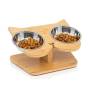 Cat Feeder Bowl Stand Wooden Dog Small Pet Food Set