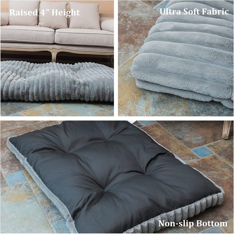 Non-Slip Soft Plush Dog Bed, Dog Crate Bed Pet Cushion Pet Pillow Bed Washable