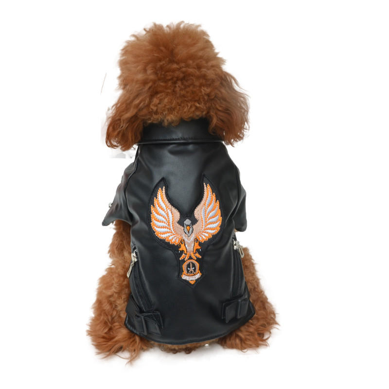 Dog Pu Jacket Pet Faux Leather Motorcycle Jacket for Dog Pet Clothes Waterproof Leather Jacket