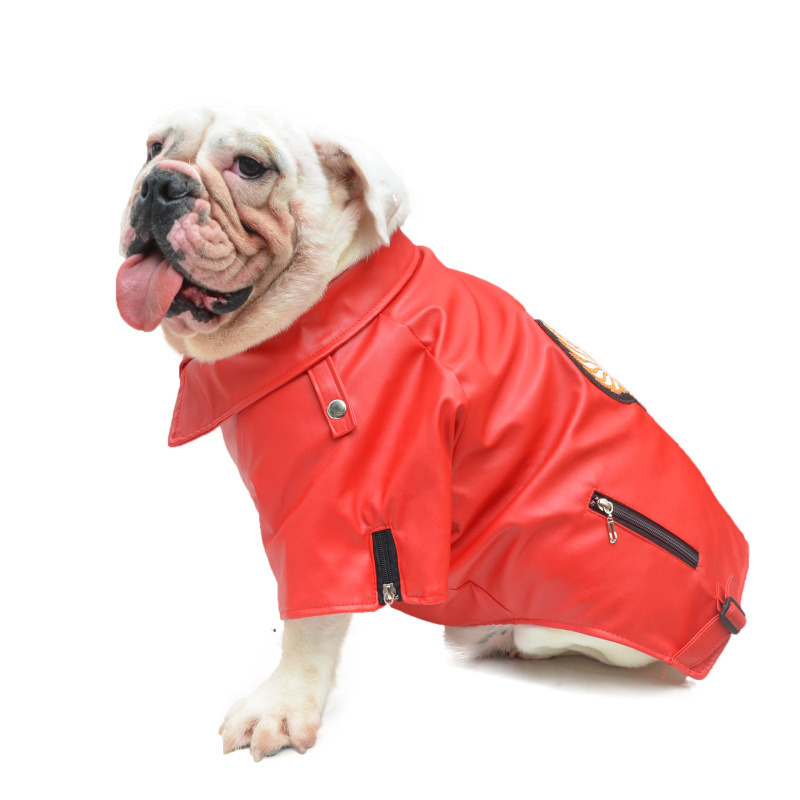 Dog Pu Jacket Pet Faux Leather Motorcycle Jacket for Dog Pet Clothes Waterproof Leather Jacket