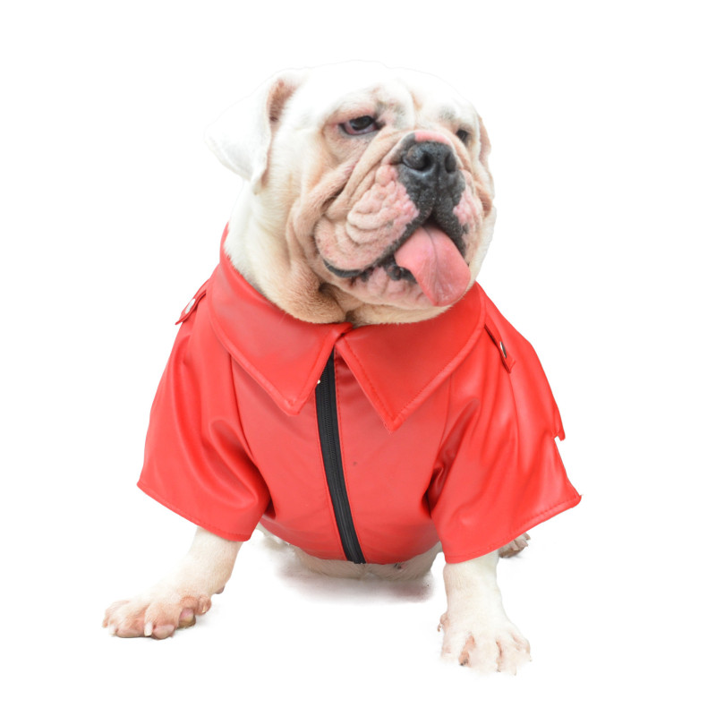 Dog Pu Jacket Pet Faux Leather Motorcycle Jacket for Dog Pet Clothes Waterproof Leather Jacket