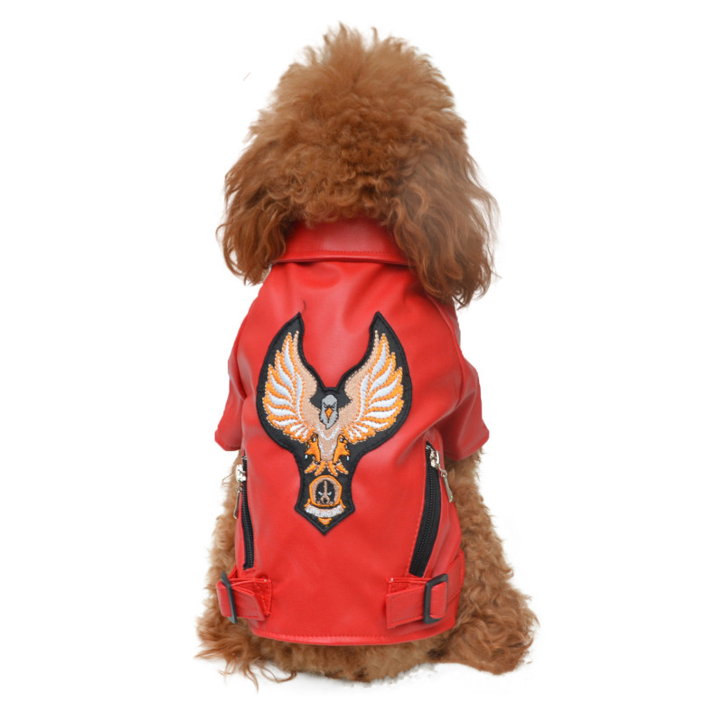 Dog Pu Jacket Pet Faux Leather Motorcycle Jacket for Dog Pet Clothes Waterproof Leather Jacket