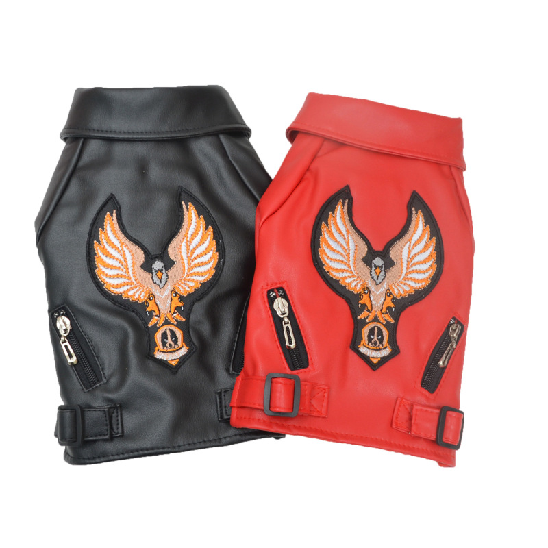 Dog Pu Jacket Pet Faux Leather Motorcycle Jacket for Dog Pet Clothes Waterproof Leather Jacket