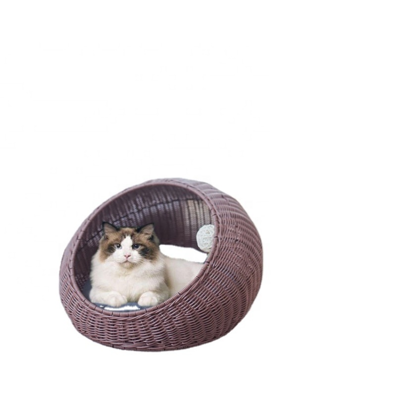 Handmade Cat PP Rattan Climbing Frame  Small Dogs Wicker Scratcher Delivery Room Cage Villa Cat Basket House