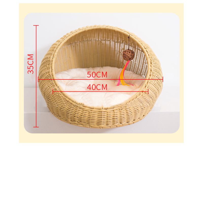 Handmade Cat PP Rattan Climbing Frame  Small Dogs Wicker Scratcher Delivery Room Cage Villa Cat Basket House