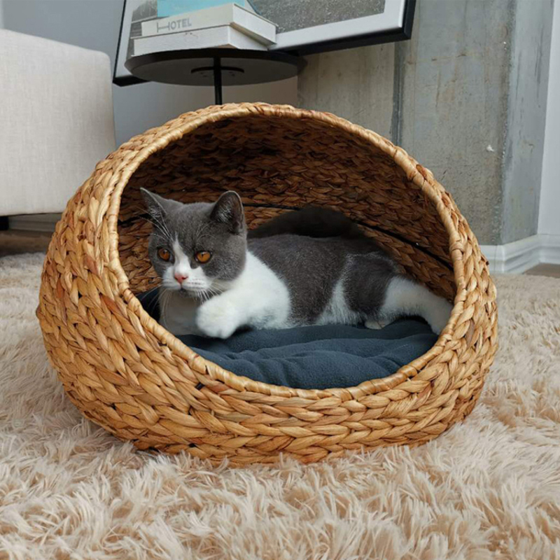 Handmade Cat PP Rattan Climbing Frame  Small Dogs Wicker Scratcher Delivery Room Cage Villa Cat Basket House