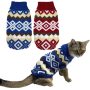 Cat Christmas Sweater Dog Christmas Sweater Cat Knitwear Xmas Clothes Blue Christmas Red Sweaters with Diamond Plaid Pattern