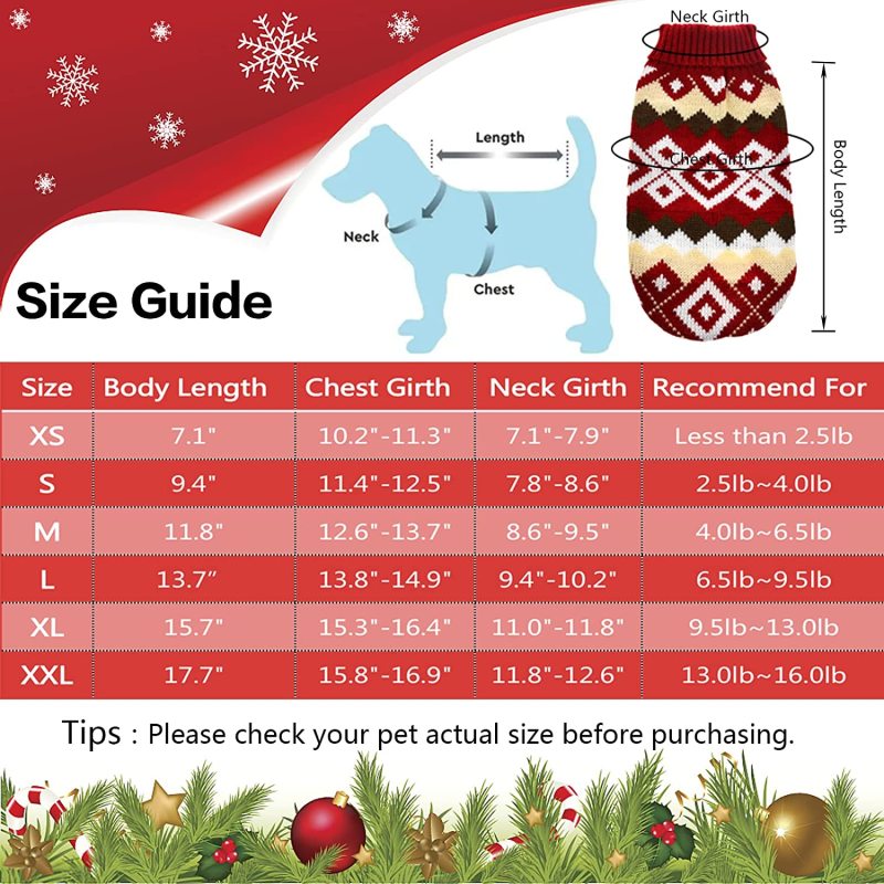 Cat Christmas Sweater Dog Christmas Sweater Cat Knitwear Xmas Clothes Blue Christmas Red Sweaters with Diamond Plaid Pattern